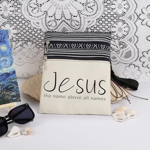 Jesus Print Adjustable Crossbody Messenger Bag - Dual Compartment