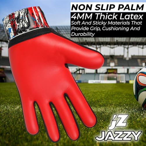 Youth Soccer Goalie Gloves - Size 4 for Ages 6-9 - Red1