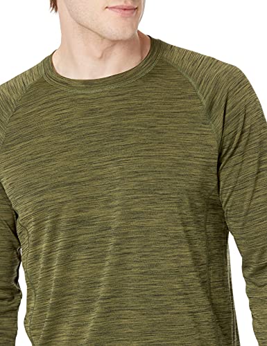Men's Long-Sleeve Quick-Dry UPF 50 Swim Tee - Large Olive Heather