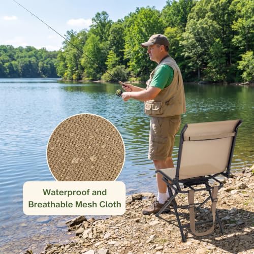 GYMAX 360° Swivel Hunting Blind Chair Brown with Carry Handle, 330 lbs, Waterproof & Quiet