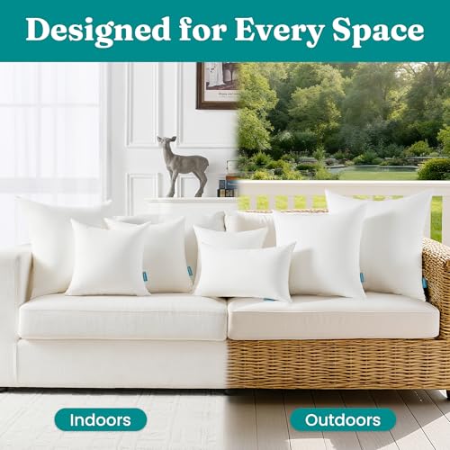 Oubonun 18x18 Waterproof Outdoor Throw Pillow Inserts Set of 4