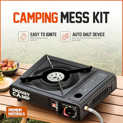 Smokey Camp 3000W Dual Fuel Portable Camping Stove with Adapter Pipe, Automatic Ignition