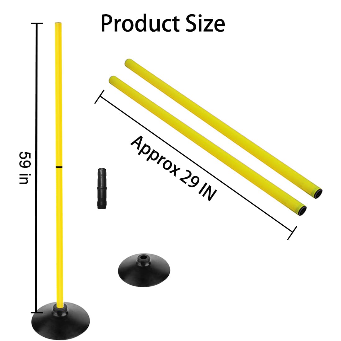 ASENVER Soccer Agility Poles Set Detachable Sports Trainning Speed Pole Slalom Poles with Rubber Base Sport Traning Equipment (4.9 FT, Pack of 6)