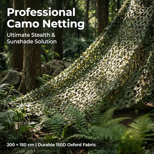 Camouflage Netting for Hunting - Durable 4.92 x 6.56 ft Mesh