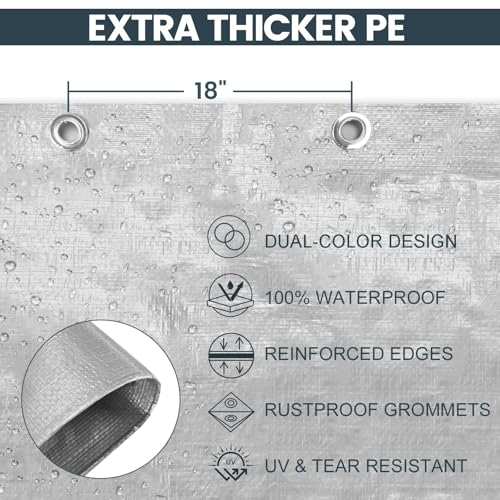 TICONN Heavy Duty Waterproof Tarp Cover Brown 16'x20' 10 Mil UV Resistant
