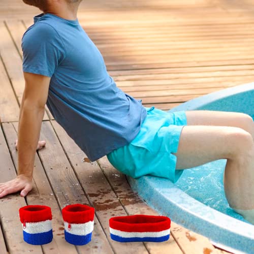3-Piece Sweatband Set with Zipper Wrist Wallets - USA Pattern