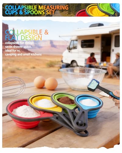 Collapsible Measuring Cups and Spoons Set with Funnel, 9-Piece,