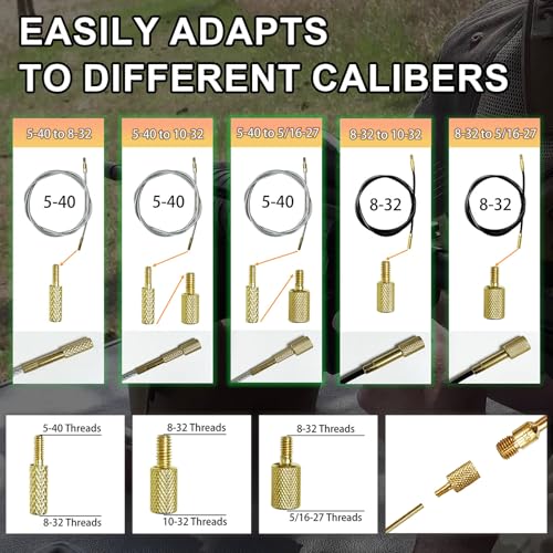 Brass Cleaning Rod Adapter Set - 5-40 to 8-32, 8-32 to 10-32, 10-32 to 5/16-27