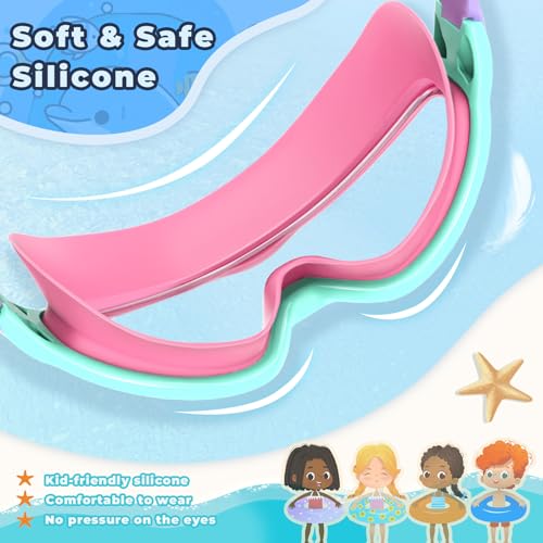 Kids Swim Goggles - Wide View Anti-Fog UV Protection for Ages 3-15