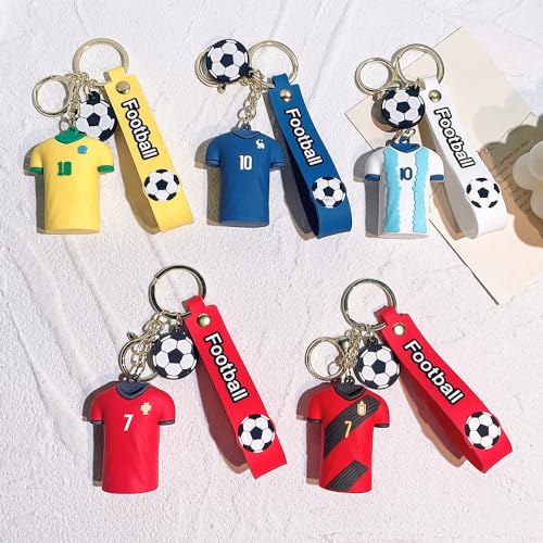 Soccer Ball Keychain with Jersey Pendant - Yellow