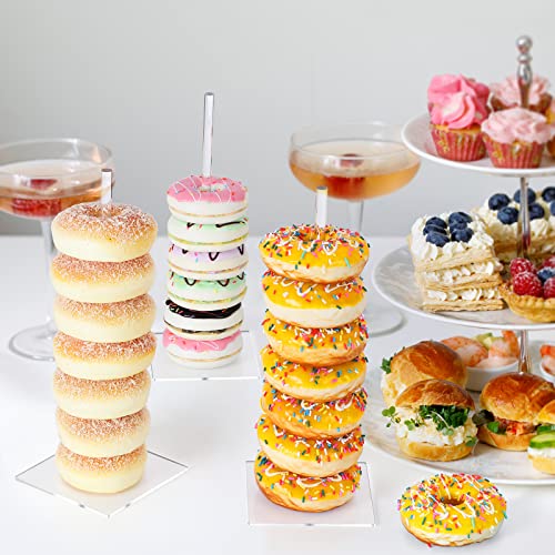 Acrylic Donut Stand - 4 Pack Clear Bagel Holder Tower