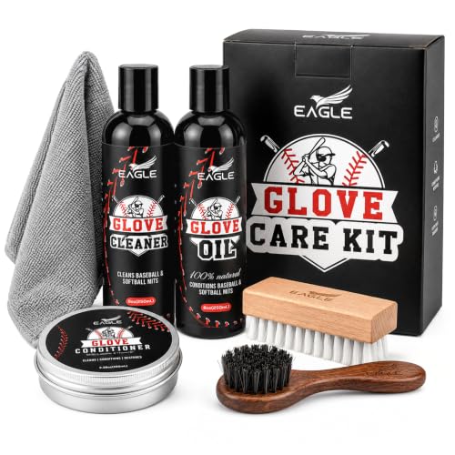 Eagle Baseball Glove Care Kit – Cleaner, Oil & Conditioner with Applicators & Cloth