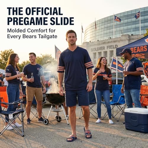 Chicago Bears X-Large Slides for Men - Water Resistant EVA Foam Sandals