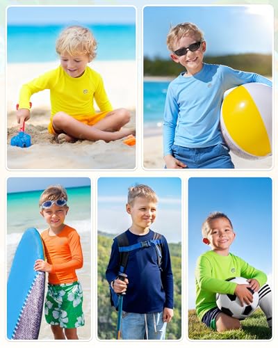 Boys UPF 50+ Swim Shirt Long Sleeve, 1 or 2 Pack UV Sun Protection