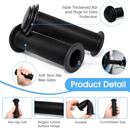 Kids Bike Handlebar Grips - 22mm TPE Rubber Soft Anti-Slip - 2 Pcs