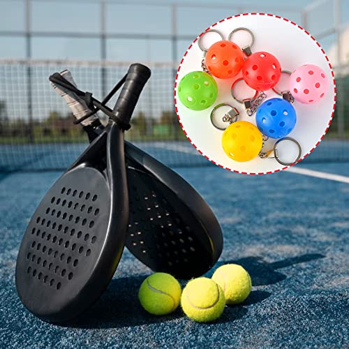 Pickleball Keychain Set - 6 Pack Multicolored Sports Bag Charms