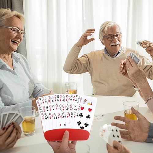 Card Holders for Playing Cards with Tabletop Stand - Red & Yellow