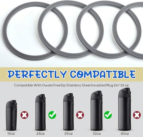 4-Pack Silicone Replacement Seals for 24oz & 32oz Insulated Water Bottles