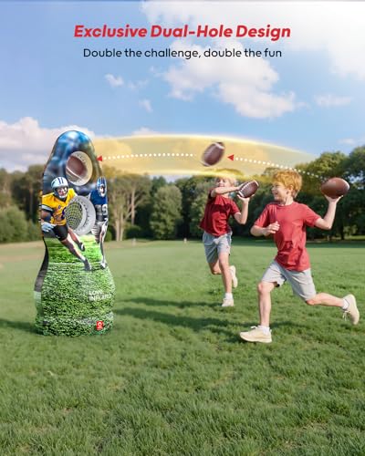 Inflatable Football Target with Water-Filled Base - Dual Pocket Design