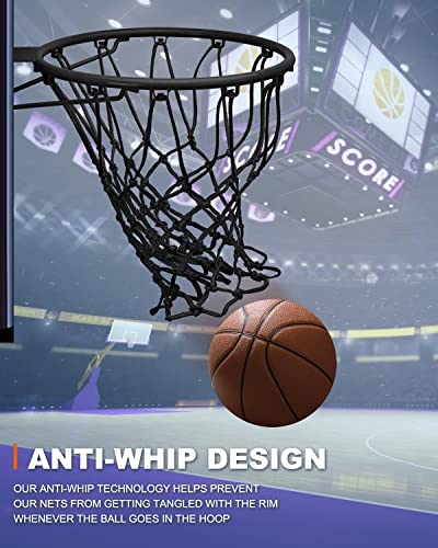 Heavy Duty Basketball Net Replacement - 12 Loops, 21" - Black
