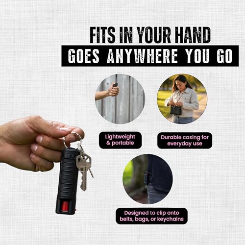 Maximum Strength Pepper Spray Keychain - Black Tactical Self Defense