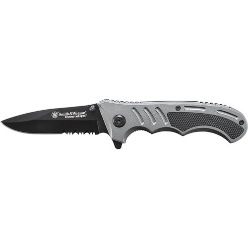 Smith & Wesson Extreme Ops CK204CP 7.7in High Carbon S.S. Folding Knife with a 3.1in Tanto Blade and Aluminum Handle for Outdoor, Tactical, Survival and EDC,Black