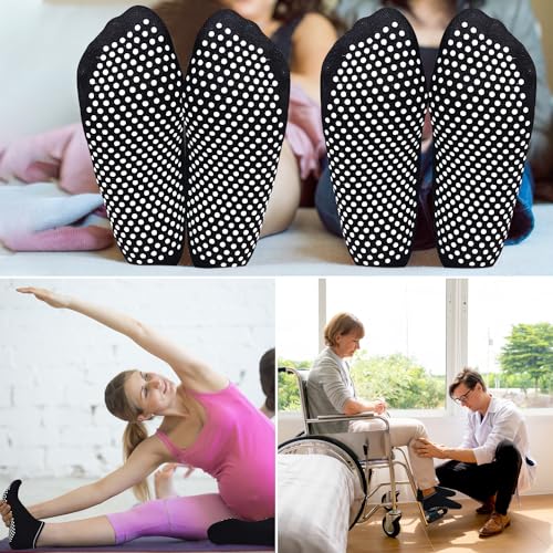 Non-Slip Yoga Socks for Women - Anti-Skid Grip for Pilates - 4-Pack Black