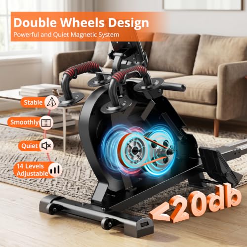 Foldable Magnetic Rowing Machine for Home - Wood Finish