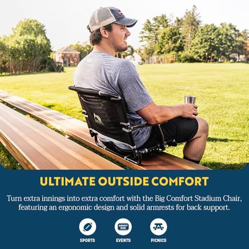 Comfort Stadium Chair with Armrests - Black