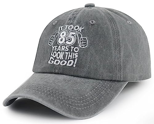 85th Birthday Embroidered Gray Hat - Vintage 1939-1969
