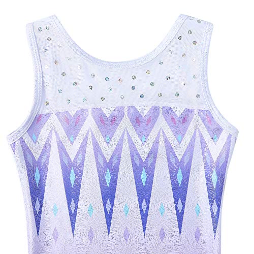 Girls' Gymnastics Leotard with Snowflake Ribbon - Blue/Purple/Hot Pink