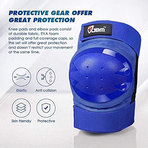 JBM Blue Large Adult & Kid Knee, Elbow & Wrist Protective Gear Set for Skating