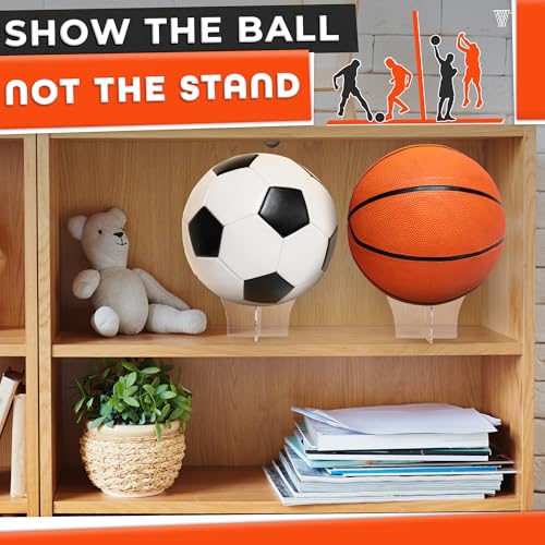 Clear Acrylic Sports Ball Display Stand - X-Frame Holder for Basketball
