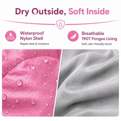 Pink Lightweight Camping Sleeping Bag 4.4lb for Adults & Kids - 32°F–65°F