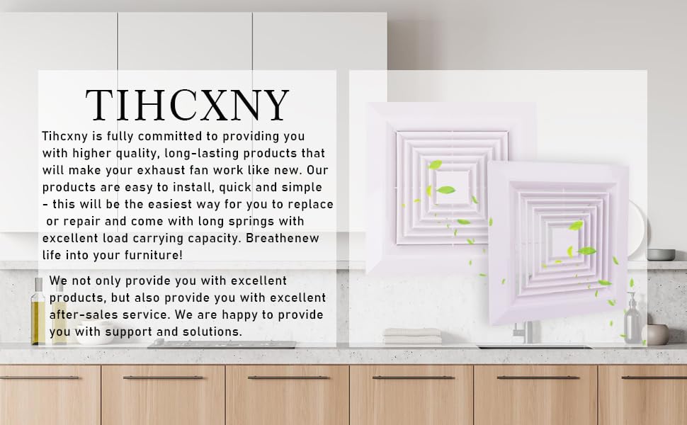 TIHCXNY 1-Piece (9"x9"Inches) Bathroom Exhaust Fan Cover with Spring, Square Ceiling or Wall Mounted Exhaust Fan, Ceiling Fan, Grille, Air Diffuser, Diverter Ventilation Hood, Replacement Accessories
