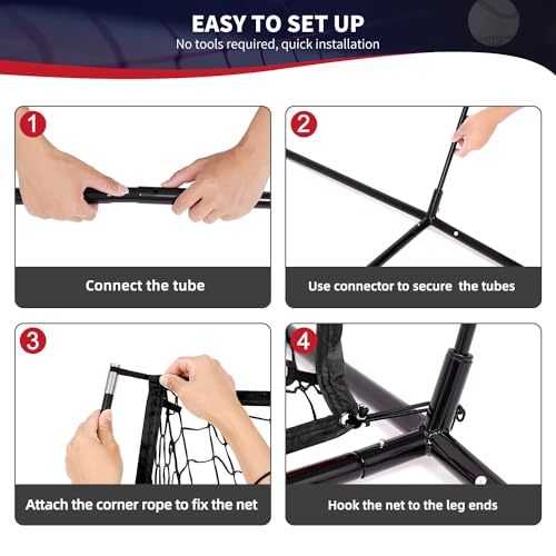 Baseball & Softball Training Net with Batting Tee - Black Strike Zone Version