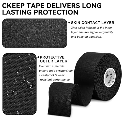 Athletic Tape - Original Cotton Waterproof Sports Tape, 1 Roll, Black