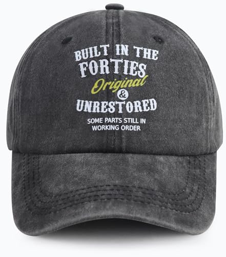 Built in the Forties Baseball Hat for Men & Women - Black Cotton, Original 90s & 80s Style