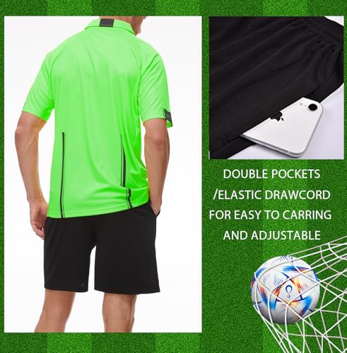 Soccer Referee Kit - Pro Jersey, Shorts, Socks & Whistle - Green, X-Large