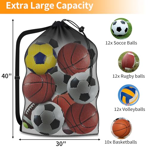 Extra Large Mesh Ball Bag - Heavy Duty 40" x 30" No Pocket