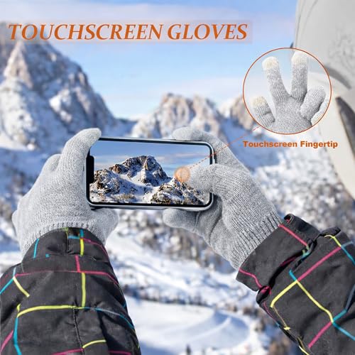 Winter Beanie Hat Neck Warmer Touchscreen Glove Set - Grey