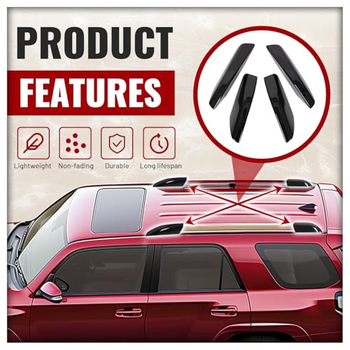 Roof Rack Rail End Cover Caps for 2003-2009 Toyota 4Runner - Black, 4 Pcs