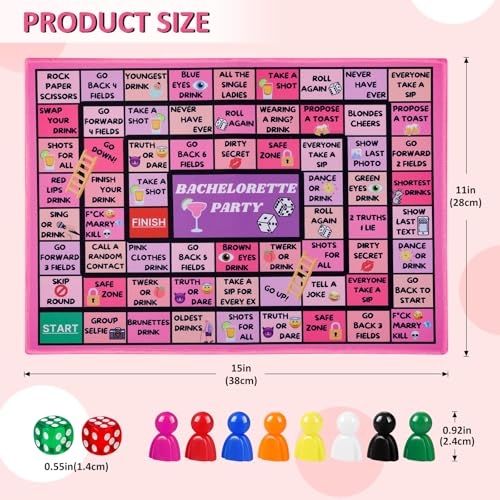 Bachelorette Party Drinking Game - Fun Rubber Board Game for 2-8 Players