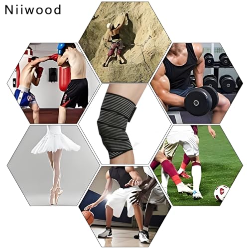 Extra Long Elastic Knee Compression Wrap for Joint Pain Relief