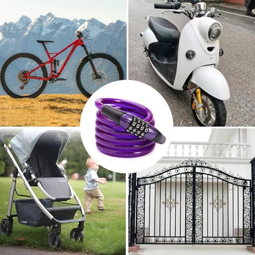 Keyless Combination Bike Cable Lock - Purple