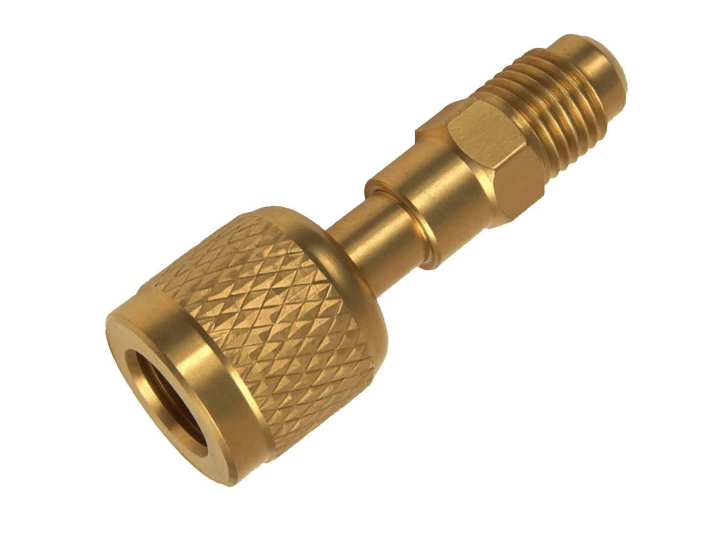 R32 R454B Brass Adapter, 1/4 Inch Female to 1/4 Inch Male Reverse Thread,for R-454B/R-32 A2L Refrigerant Adapter Set Tanks