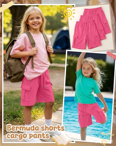 Girls Bermuda Wide Leg Shorts - 9-10 Years, Rose Red