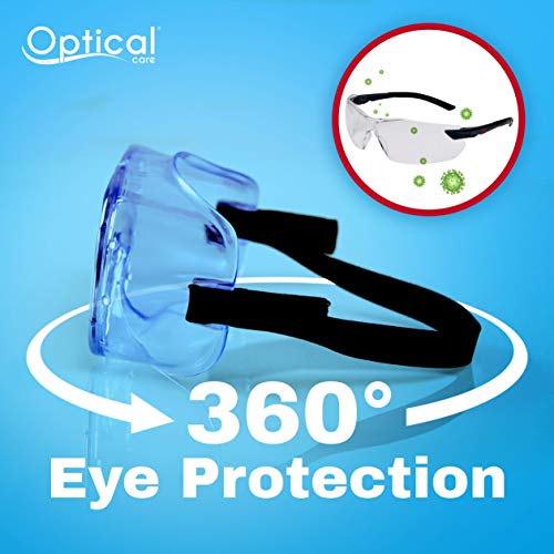 Safety Goggles - FDA Registered Anti-Fog, Fits Over Glasses - Light Blue