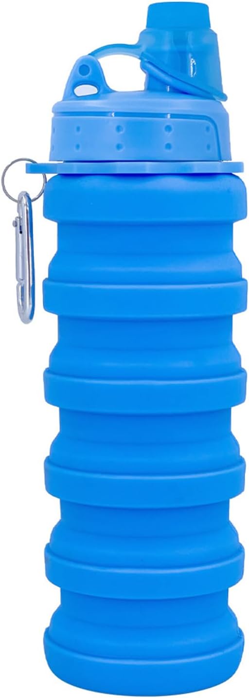 Skiennix Collapsible Water Bottle - Portable & Reusable 500ml Silicone Design with Mountaineering Buckle