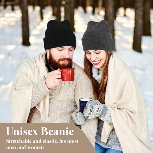 Unisex Beanie Hat - 2 Pack - Black and Gray